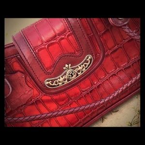 Marc Chantal Red Medium Size Shoulder Purse Bag